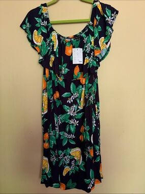 NWT Lane Bryant size 14/16 Tropical Floral Citrus Sundress 4 ways to wear Dress
